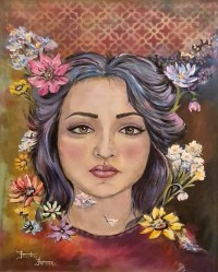 Fasiha Farooq, Blossom of Serenity, 18 24 inch, Acrylic on Canvas, Figurative Painting, AC-FFQ-001